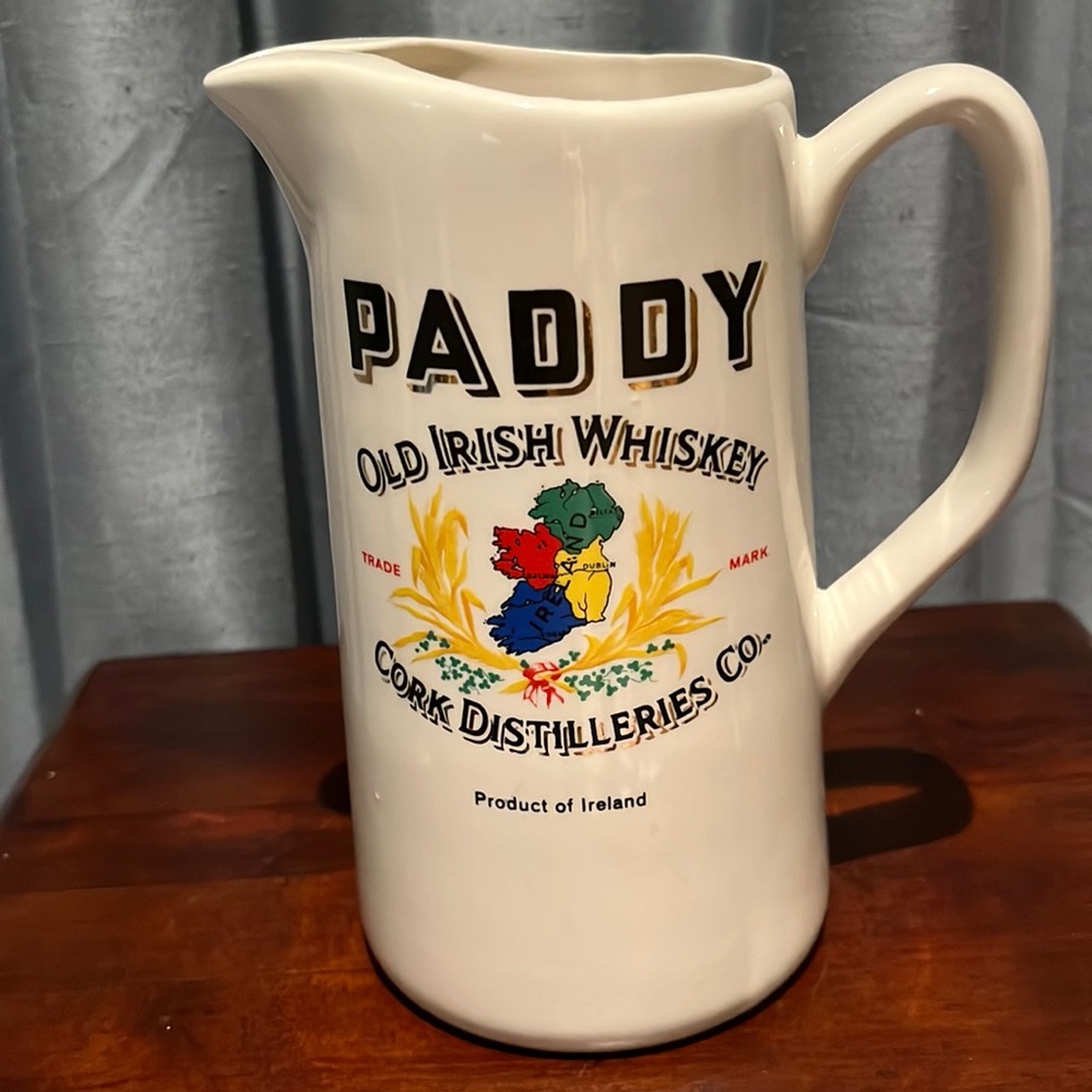 Vintage Paddy Old Irish Whiskey Liquor Pitcher RARE ICE LIP version